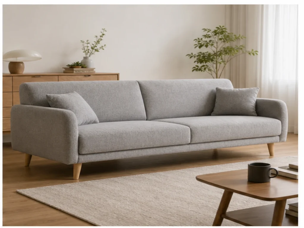 Sofa băng Bắc Âu vải nỉ màu xám