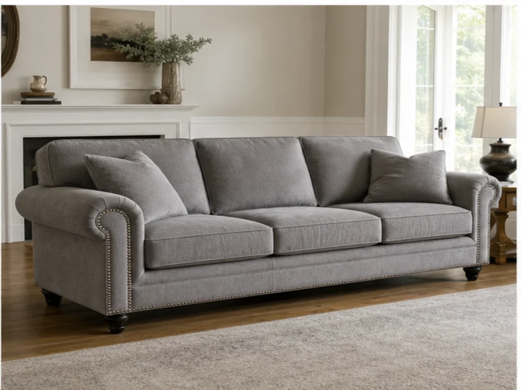 Sofa băng Cổ điển microfiber màu xám