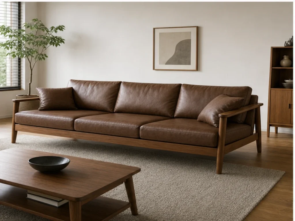Sofa băng Hiện đại gỗ tự nhiên màu nâu