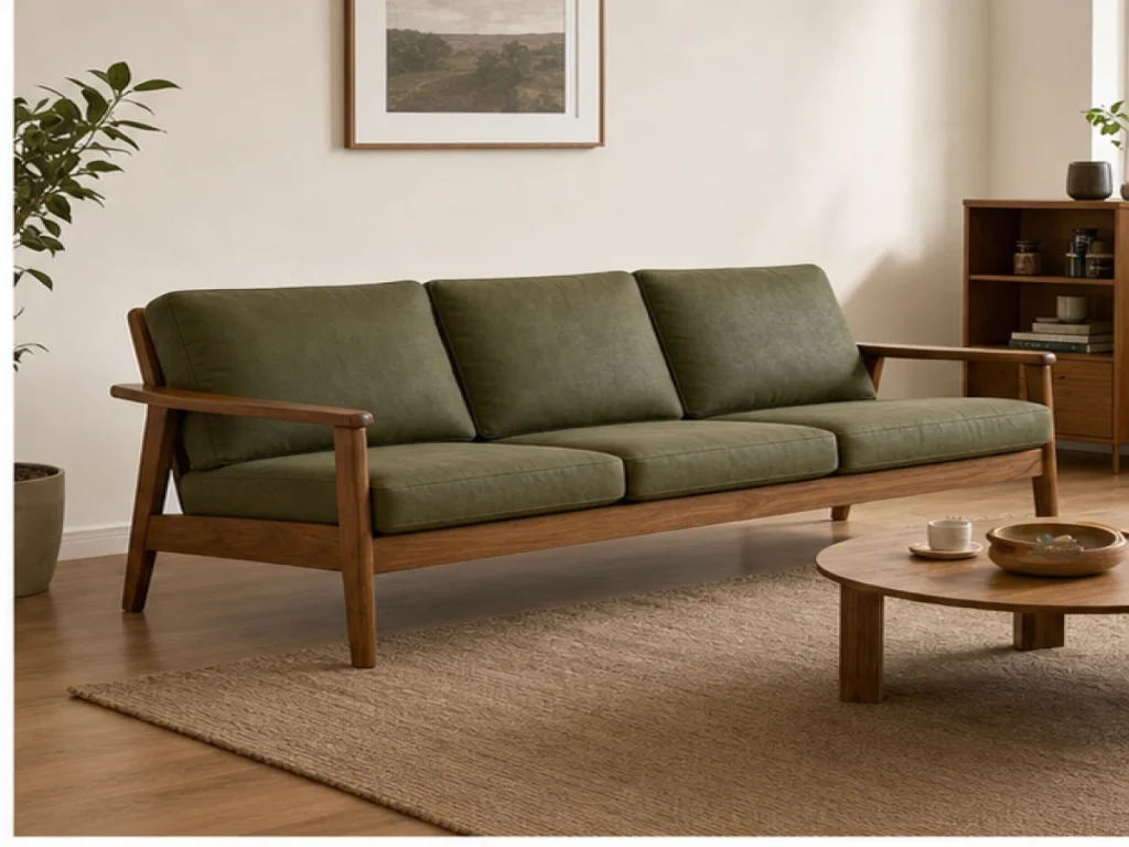 Sofa băng Hiện đại gỗ tự nhiên màu xanh rêu