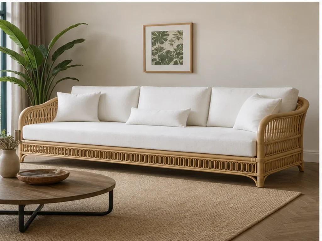 Sofa băng Hiện đại mây tự nhiên màu trắng