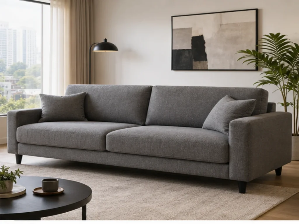 Sofa băng Hiện đại vải nỉ màu xám