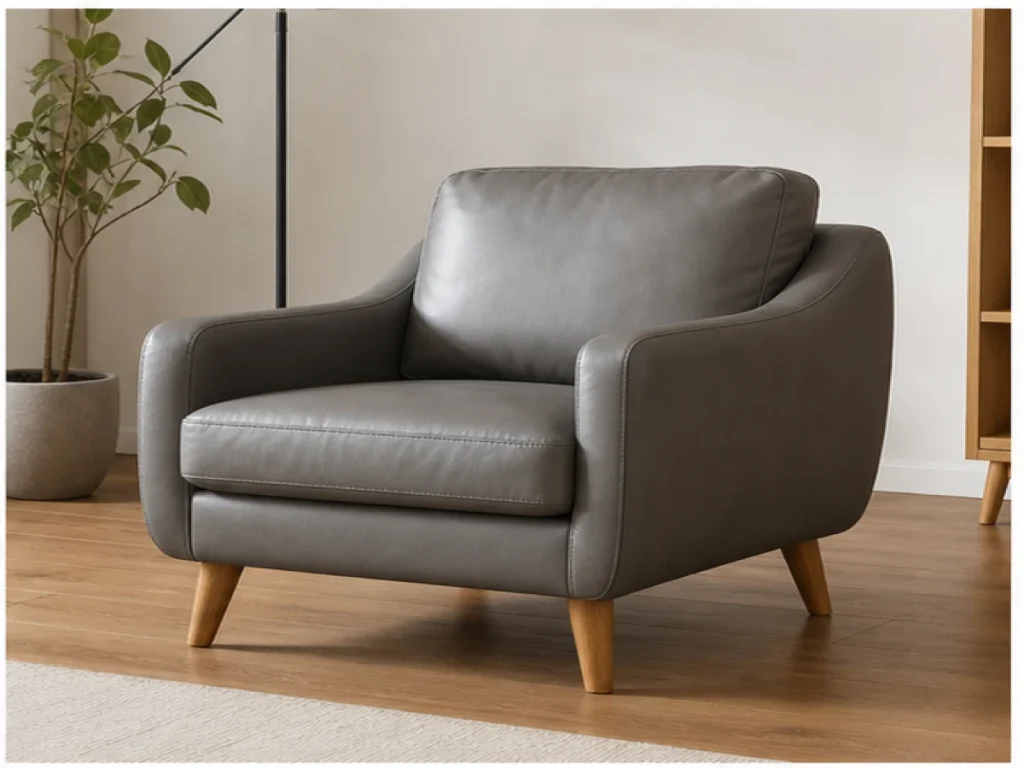 Sofa đơn Bắc Âu da công nghiệp màu xám