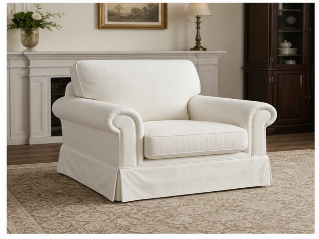 Sofa đơn Cổ điển microfiber màu trắng