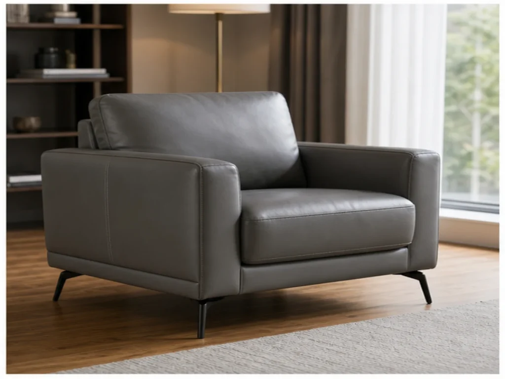 Sofa đơn Hiện đại da công nghiệp màu xám