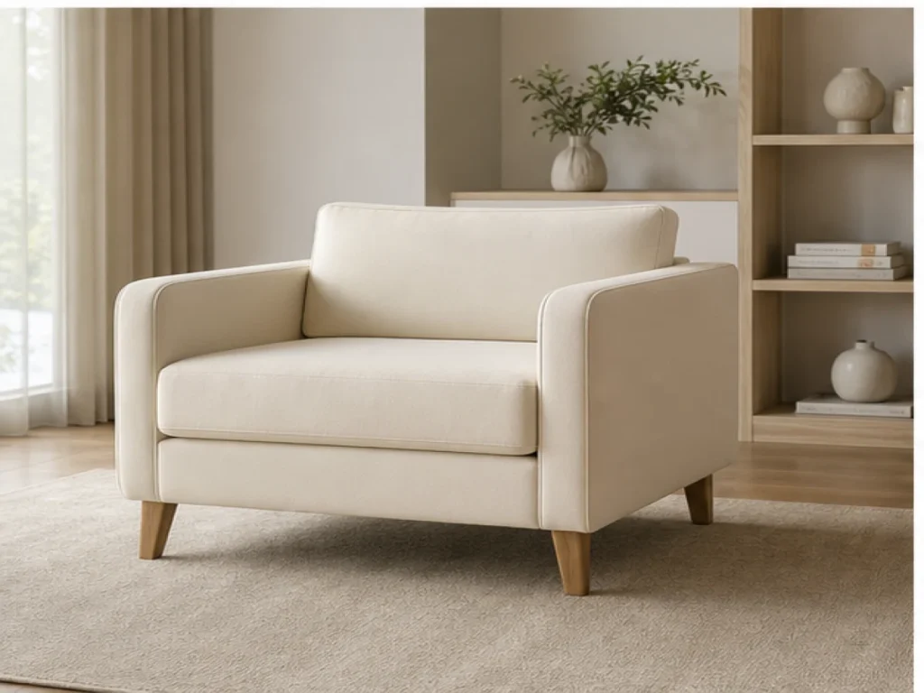Sofa đơn Hiện đại gỗ công nghiệp màu trắng kem