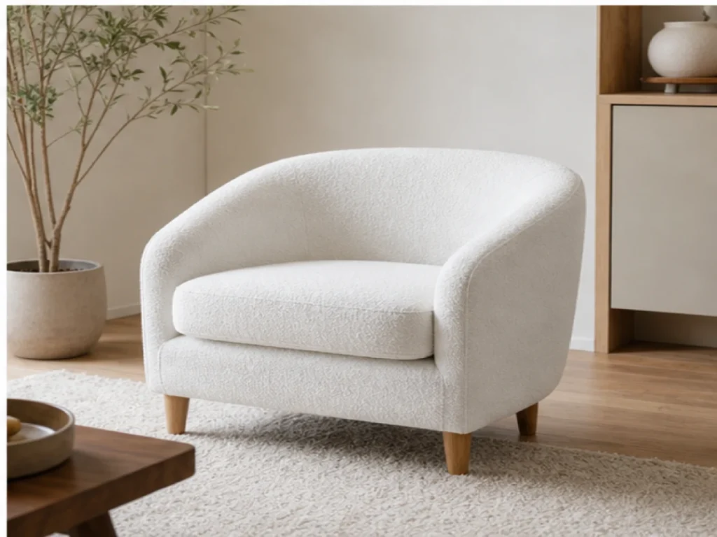 Sofa đơn Hiện đại vải nỉ màu trắng