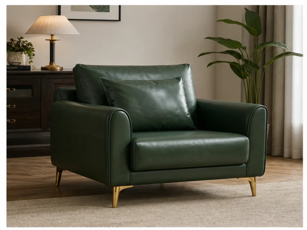 Sofa đơn Luxury da PU màu xanh lá