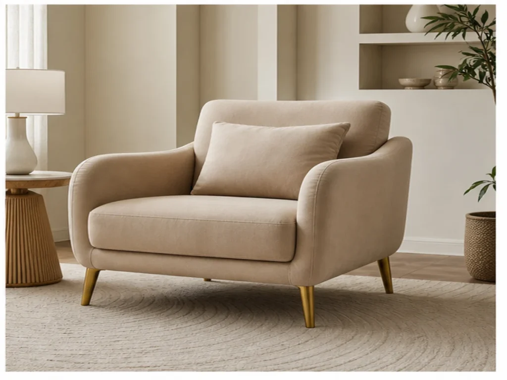 Sofa đơn Luxury microfiber màu be
