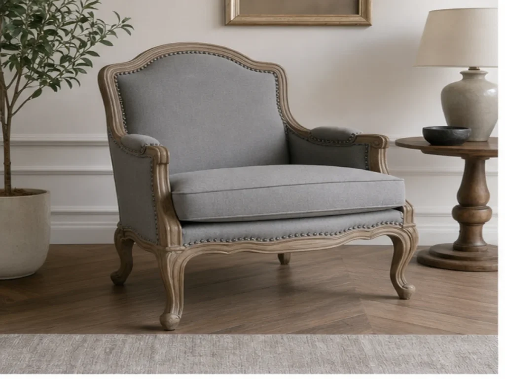 Sofa đơn Tân cổ điển gỗ công nghiệp màu ghi
