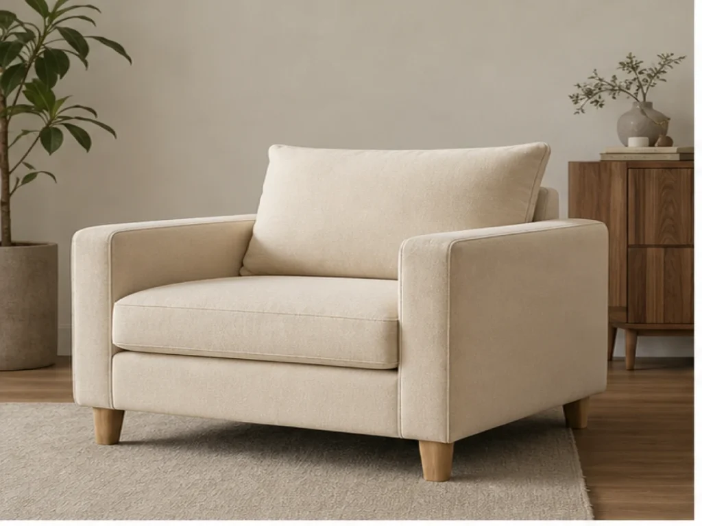Sofa đơn Tối giản vải bố màu kem