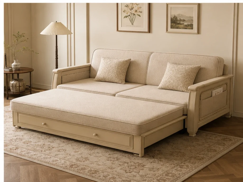 Sofa giường Cổ điển gỗ công nghiệp màu be