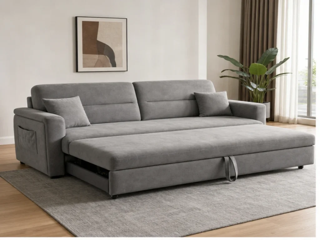 Sofa giường Luxury da microfiber màu ghi