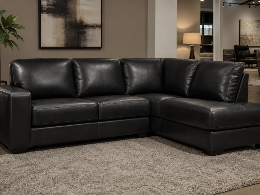 Sofa góc Cổ điển da công nghiệp màu đen