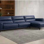 Sofa góc Hiện đại da microfiber màu xanh navy
