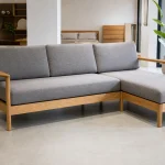 Sofa góc Tối giản gỗ tự nhiên màu ghi