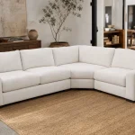 Sofa góc Vintage vải bố màu trắng